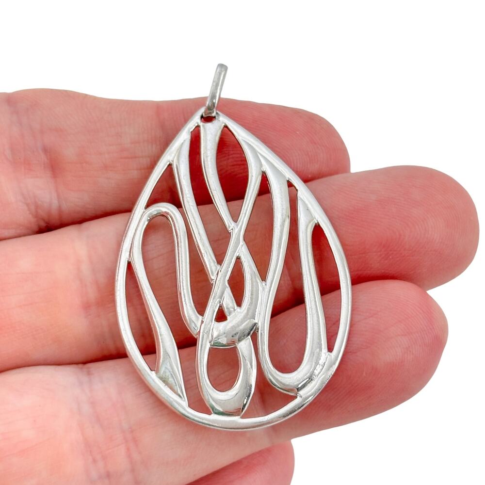 Vintage Sterling Silver 925 Teardrop Filigree Pendant